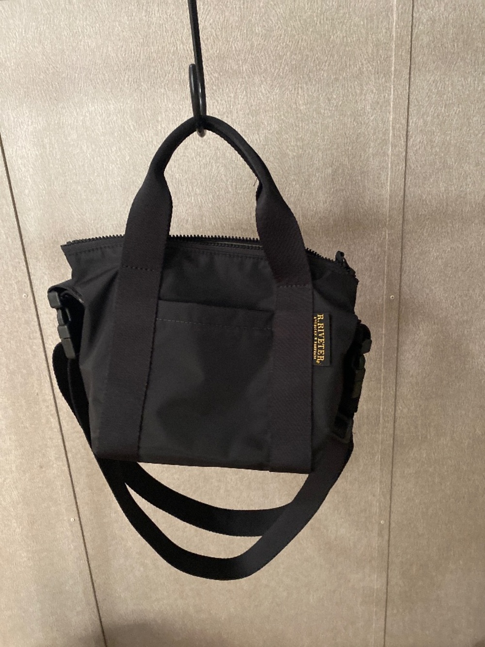 R. Riveter black canvas mini tote bag